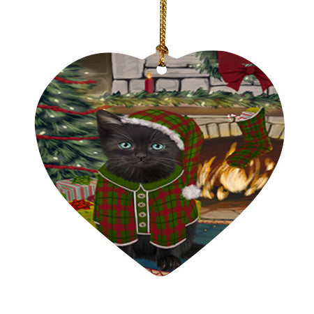 The Stocking was Hung Black Cat Heart Christmas Ornament HPOR55577