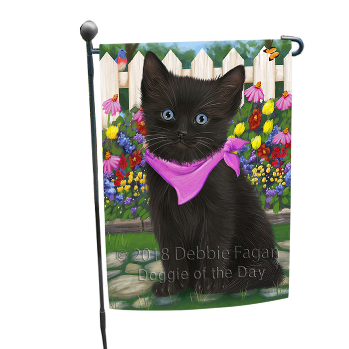 Spring Floral Black Cat Garden Flag GFLG52185