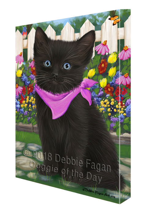 Spring Floral Black Cat Canvas Print Wall Art Décor CVS86957