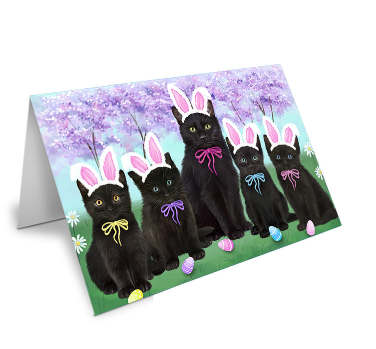 Easter Holiday Black Cats Handmade Artwork Assorted Pets Greeting Cards and Note Cards with Envelopes for All Occasions and Holiday Seasons GCD76160