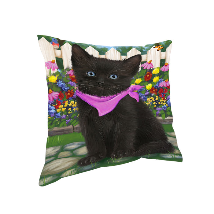 Spring Floral Black Cat Pillow PIL65116