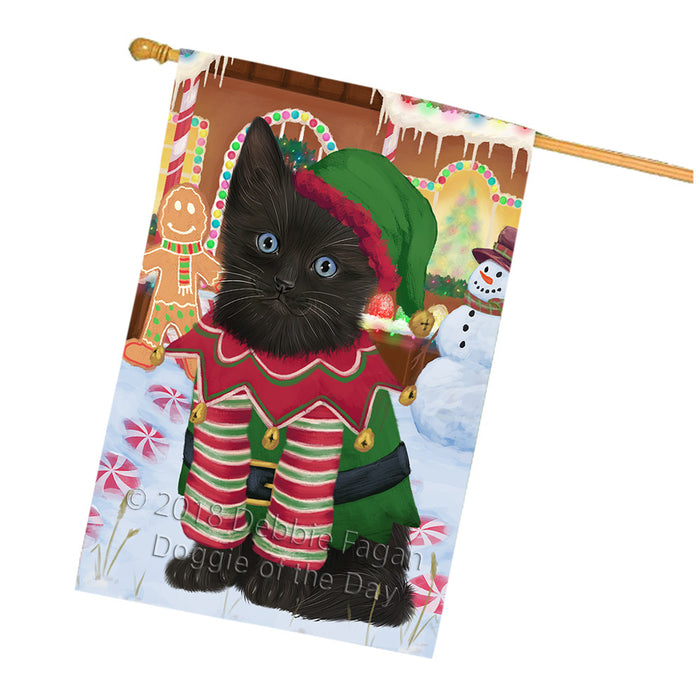 Christmas Gingerbread House Candyfest Black Cat House Flag FLG56877