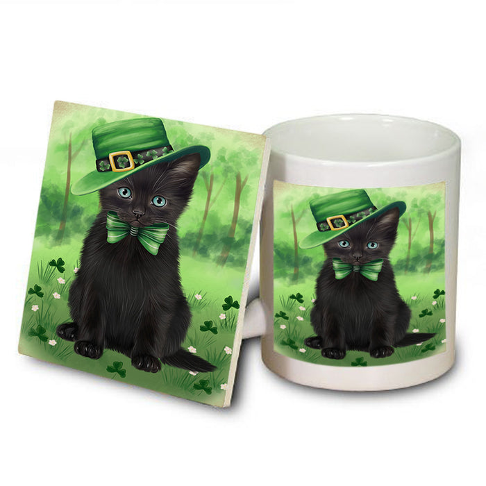 St. Patricks Day Irish Portrait Black Cat Mug and Coaster Set MUC56979