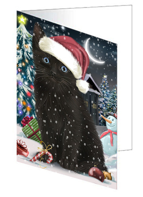 Have a Holly Jolly Black Cat Christmas Handmade Artwork Assorted Pets Greeting Cards and Note Cards with Envelopes for All Occasions and Holiday Seasons GCD58943