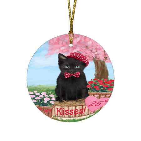 Rosie 25 Cent Kisses Black Cat Round Flat Christmas Ornament RFPOR56290