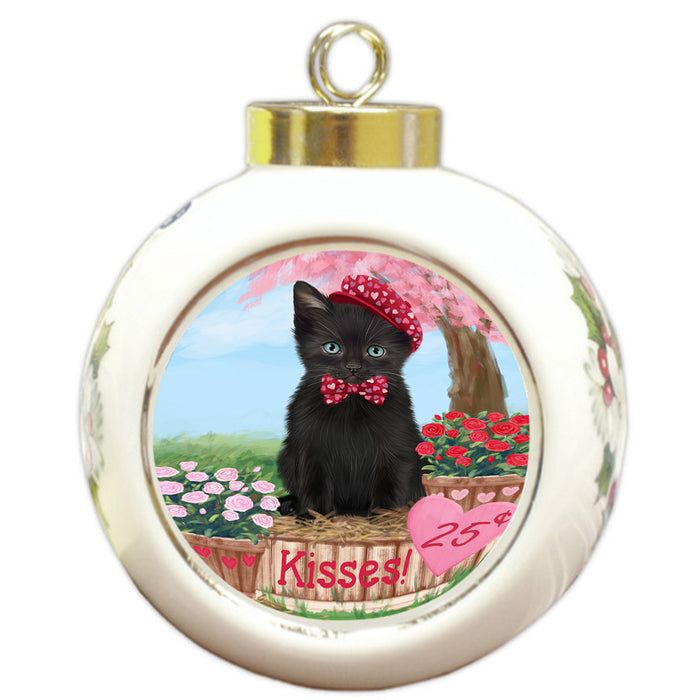 Rosie 25 Cent Kisses Black Cat Round Ball Christmas Ornament RBPOR56290
