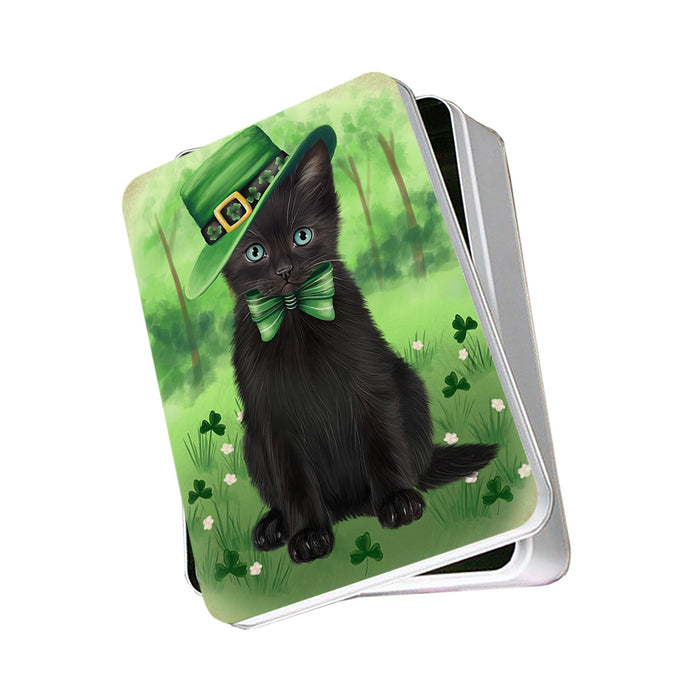 St. Patricks Day Irish Portrait Black Cat Photo Storage Tin PITN56930