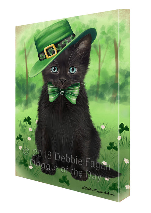 St. Patricks Day Irish Portrait Black Cat Canvas Print Wall Art Décor CVS135323