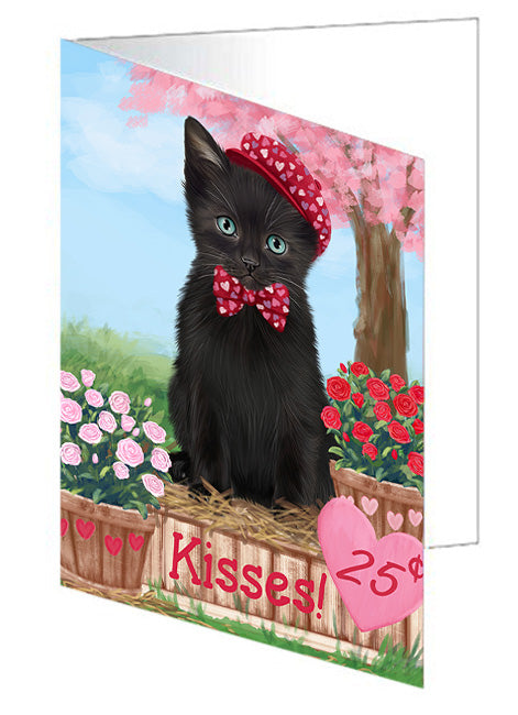 Rosie 25 Cent Kisses Black Cat Handmade Artwork Assorted Pets Greeting Cards and Note Cards with Envelopes for All Occasions and Holiday Seasons GCD72317