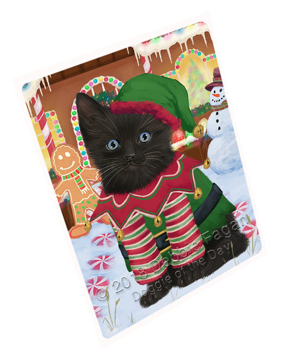 Christmas Gingerbread House Candyfest Black Cat Magnet MAG73718 (Small 5.5" x 4.25")