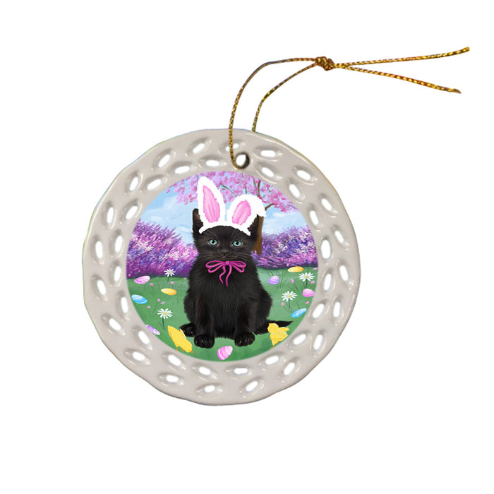 Easter Holiday Black Cat Ceramic Doily Ornament DPOR57284