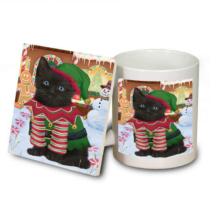 Christmas Gingerbread House Candyfest Black Cat Mug and Coaster Set MUC56185