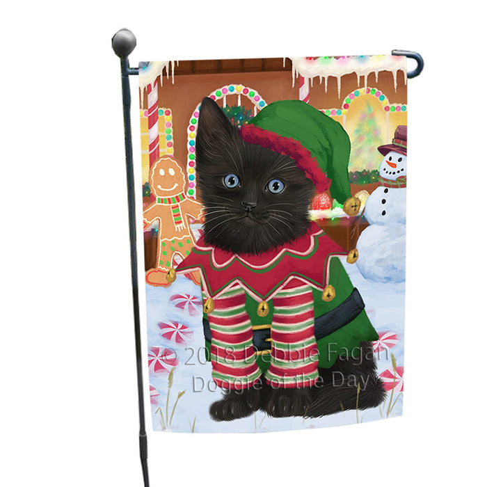 Christmas Gingerbread House Candyfest Black Cat Garden Flag GFLG56741