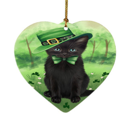 St. Patricks Day Irish Portrait Black Cat Heart Christmas Ornament HPOR57927