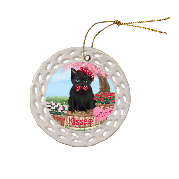 Rosie 25 Cent Kisses Black Cat Ceramic Doily Ornament DPOR56290