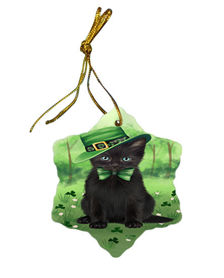 St. Patricks Day Irish Portrait Black Cat Star Porcelain Ornament SPOR57927