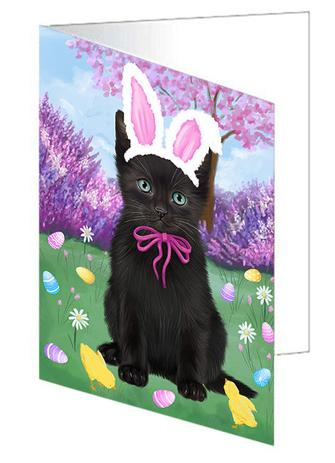 Easter Holiday Black Cat Handmade Artwork Assorted Pets Greeting Cards and Note Cards with Envelopes for All Occasions and Holiday Seasons GCD76163
