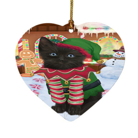 Christmas Gingerbread House Candyfest Black Cat Heart Christmas Ornament HPOR56549