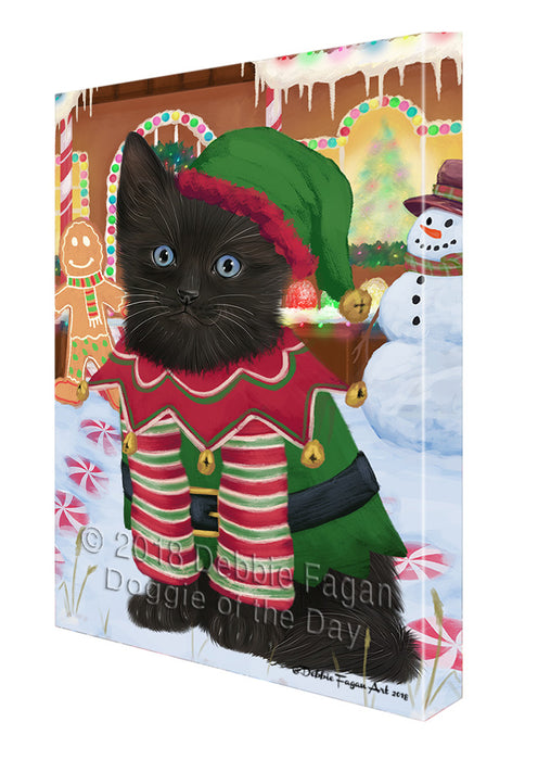 Christmas Gingerbread House Candyfest Black Cat Canvas Print Wall Art Décor CVS127961