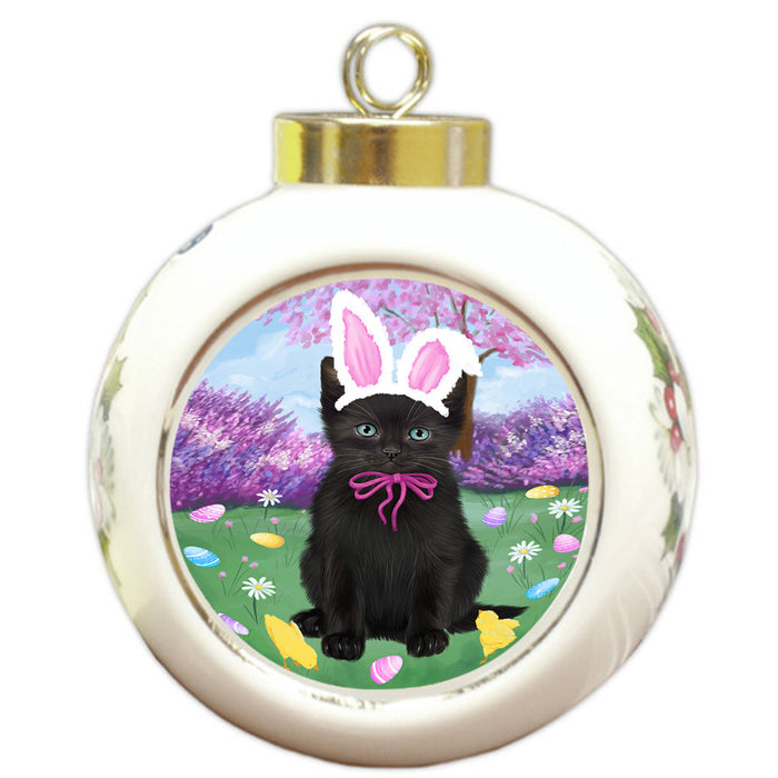 Easter Holiday Black Cat Round Ball Christmas Ornament RBPOR57284
