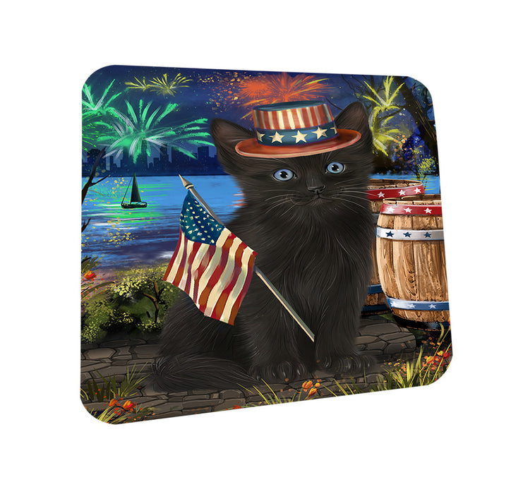 4th of July Independence Day Firework Black Cat Coasters Set of 4 CST53998
