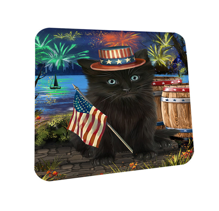4th of July Independence Day Firework Black Cat Coasters Set of 4 CST53999