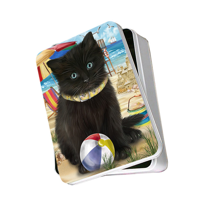 Pet Friendly Beach Black Cat Photo Storage Tin PITN51553