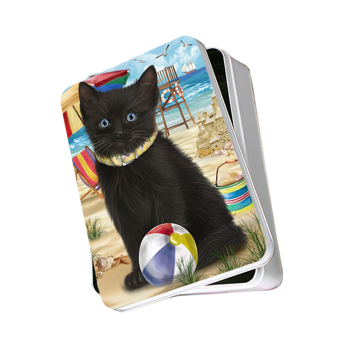 Pet Friendly Beach Black Cat Photo Storage Tin PITN51554