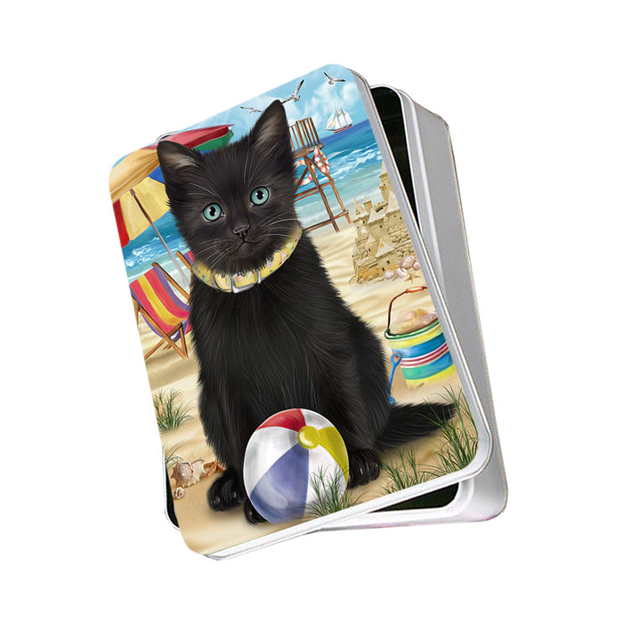 Pet Friendly Beach Black Cat Photo Storage Tin PITN51555