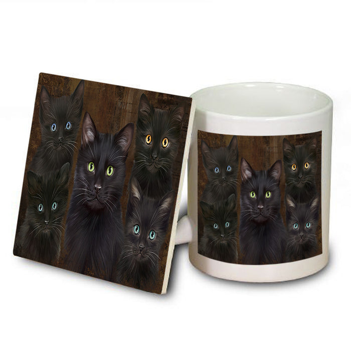 Rustic 5 Black Cat Mug and Coaster Set MUC54120