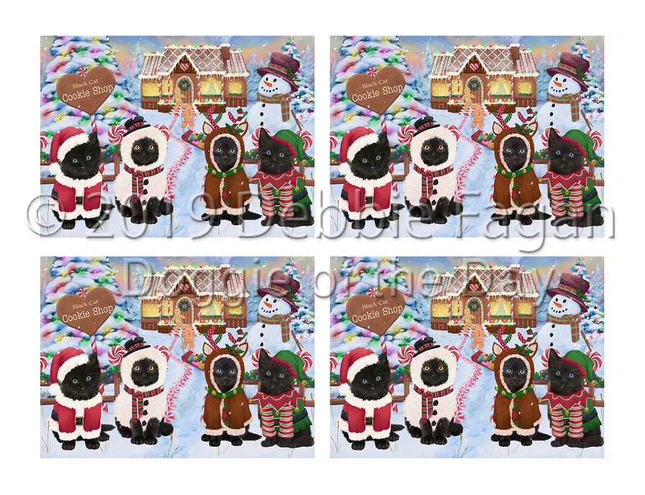 Holiday Gingerbread Cookie Black Cats Placemat