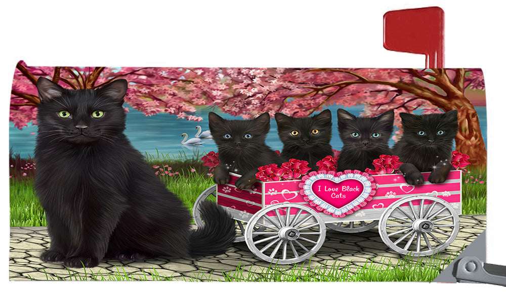 I Love Black Cats in a Cart Magnetic Mailbox Cover MBC48538