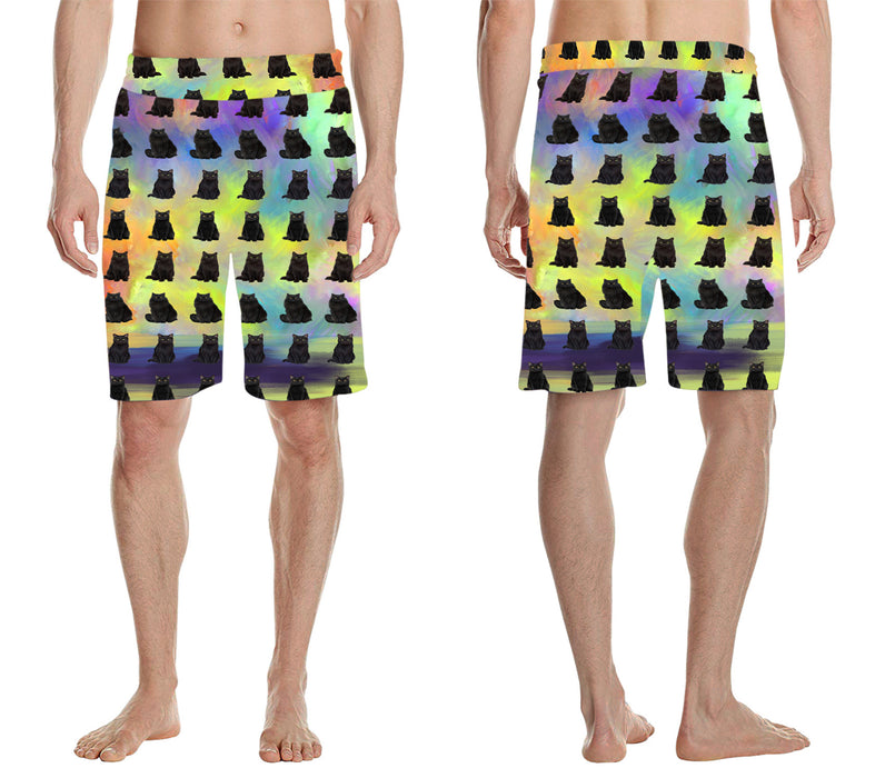 Paradise Wave Black Cats All Over Print Men's Casual Shorts