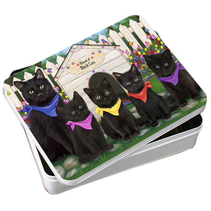 Spring Dog House Black Cats Photo Storage Tin PITN52202