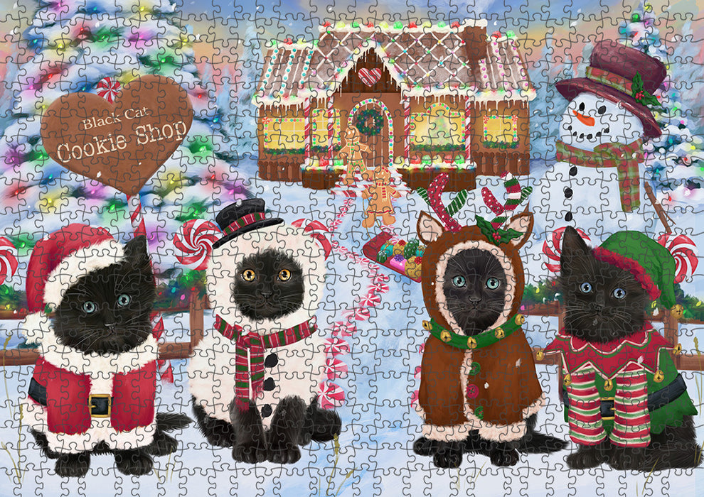 Holiday Gingerbread Cookie Shop Black Cats Puzzle  PUZL92640