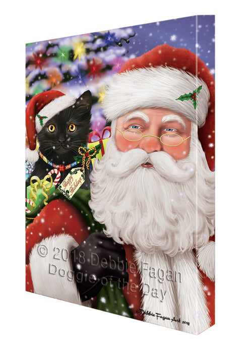 Santa Carrying Black Cat and Christmas Presents Canvas Print Wall Art Décor CVS100925