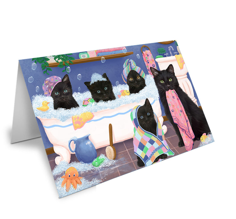 Rub A Dub Dogs In A Tub Black Cats Handmade Artwork Assorted Pets Greeting Cards and Note Cards with Envelopes for All Occasions and Holiday Seasons GCD74816