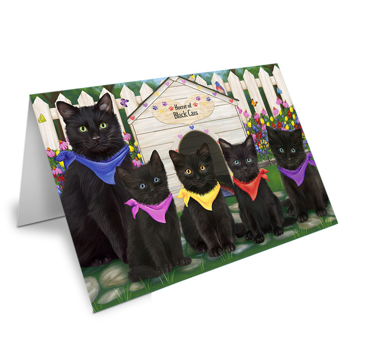 Spring Dog House Black Cats Handmade Artwork Assorted Pets Greeting Cards and Note Cards with Envelopes for All Occasions and Holiday Seasons GCD60635