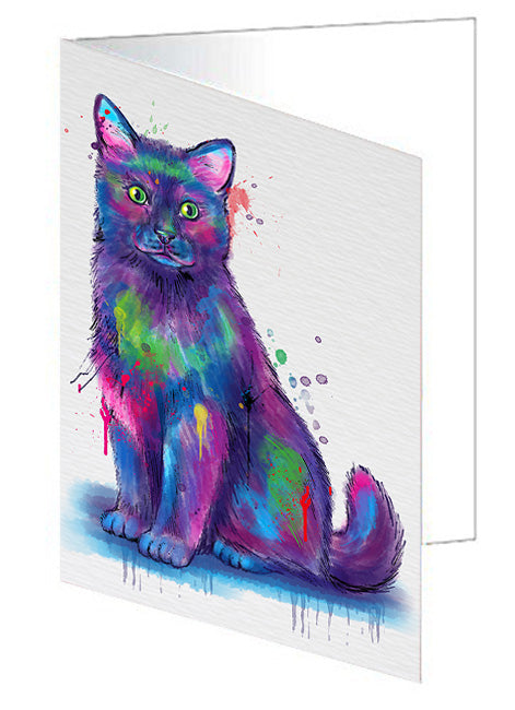 Watercolor Black Cat Handmade Artwork Assorted Pets Greeting Cards and Note Cards with Envelopes for All Occasions and Holiday Seasons GCD77039