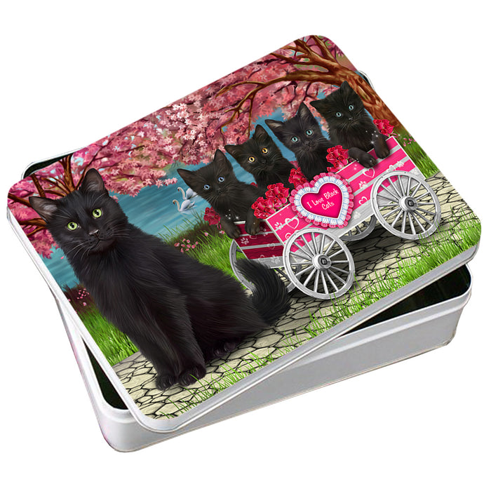 I Love Black Cats Cat in a Cart Photo Storage Tin PITN51700