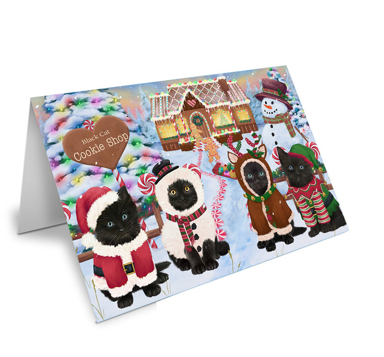 Holiday Gingerbread Cookie Shop Black Cats Handmade Artwork Assorted Pets Greeting Cards and Note Cards with Envelopes for All Occasions and Holiday Seasons GCD72842