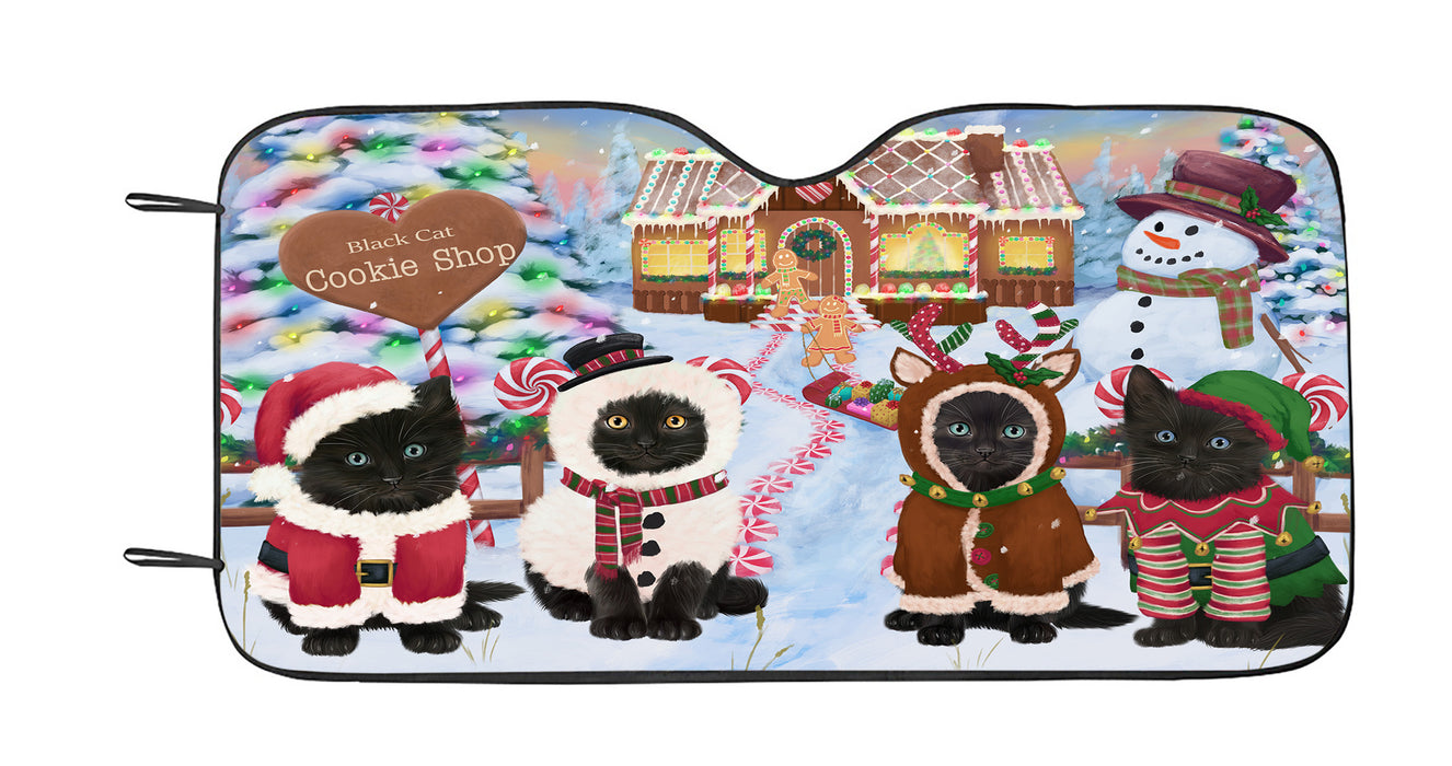 Holiday Gingerbread Cookie Black Cats Car Sun Shade