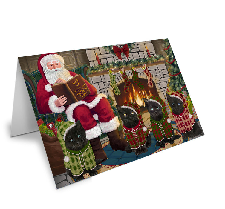 Christmas Cozy Holiday Tails Black Cats Handmade Artwork Assorted Pets Greeting Cards and Note Cards with Envelopes for All Occasions and Holiday Seasons GCD69824