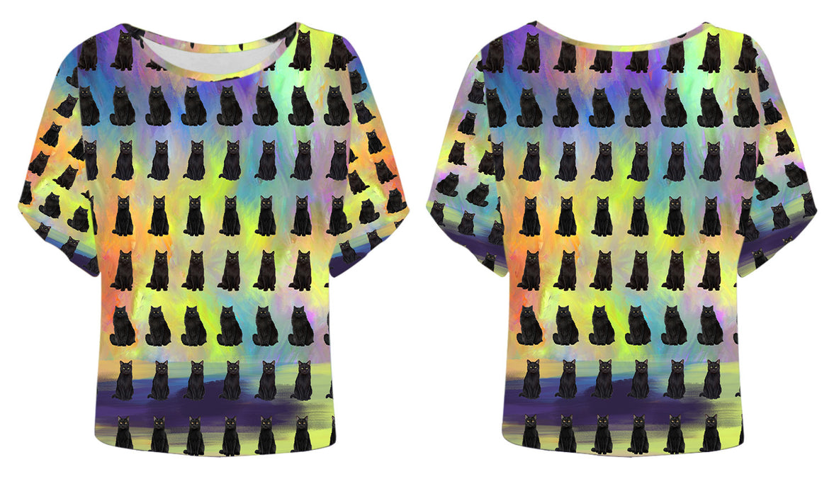 Paradise Wave Black Cats Batwing Sleeve Women's T-Shirt