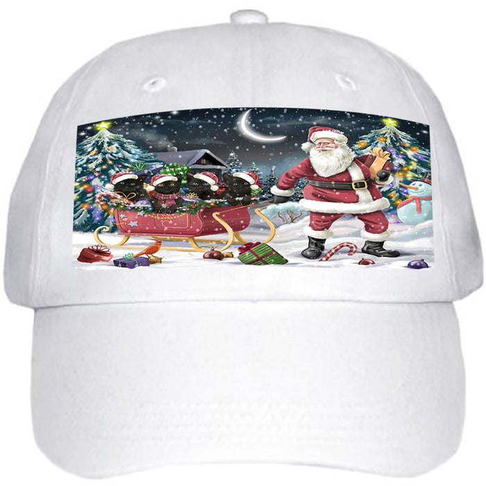 Santa Sled Dogs Christmas Happy Holidays Black Cats Ball Hat Cap HAT58878