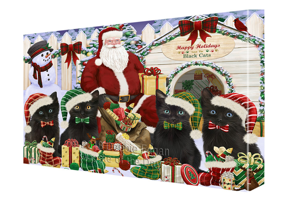 Christmas Dog House Black Cats Canvas Print Wall Art Décor CVS90179