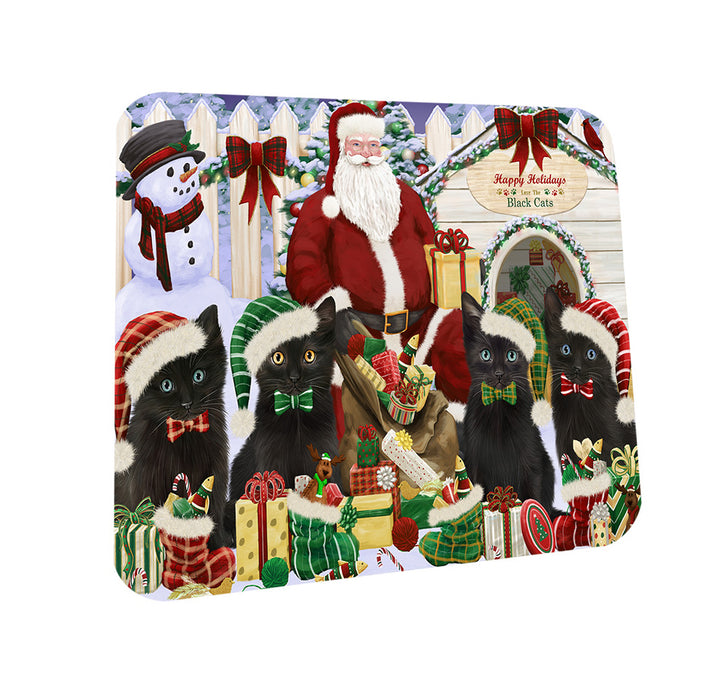 Christmas Dog House Black Cats Coasters Set of 4 CST52557