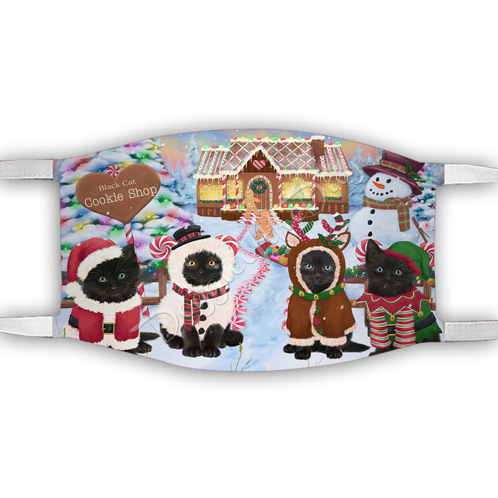 Holiday Gingerbread Cookie Black Cats Shop Face Mask FM48872