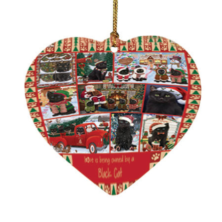 Love is Being Owned Christmas Black Cats Heart Christmas Ornament HPOR57830