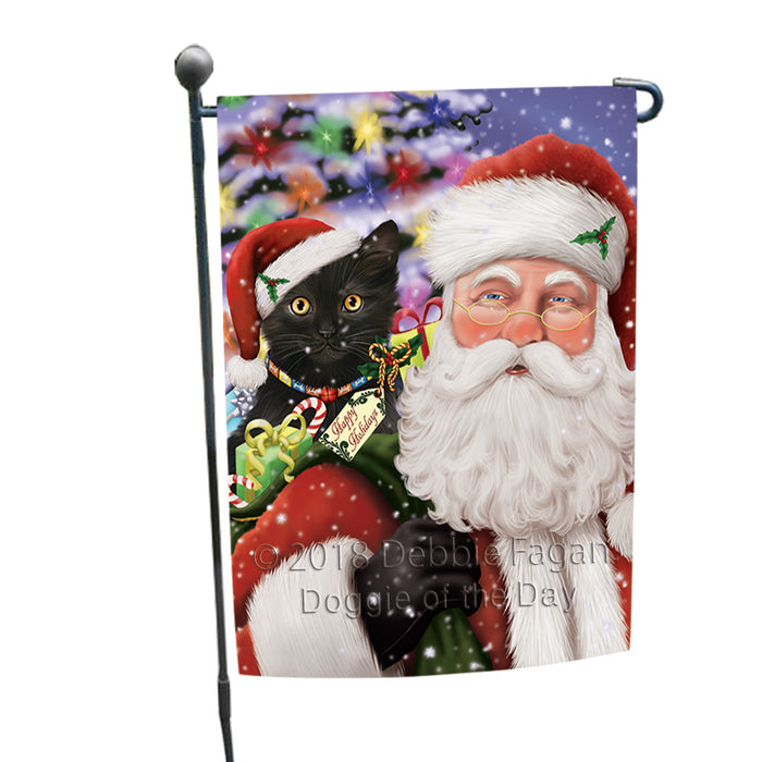 Santa Carrying Black Cat and Christmas Presents Garden Flag GFLG53737